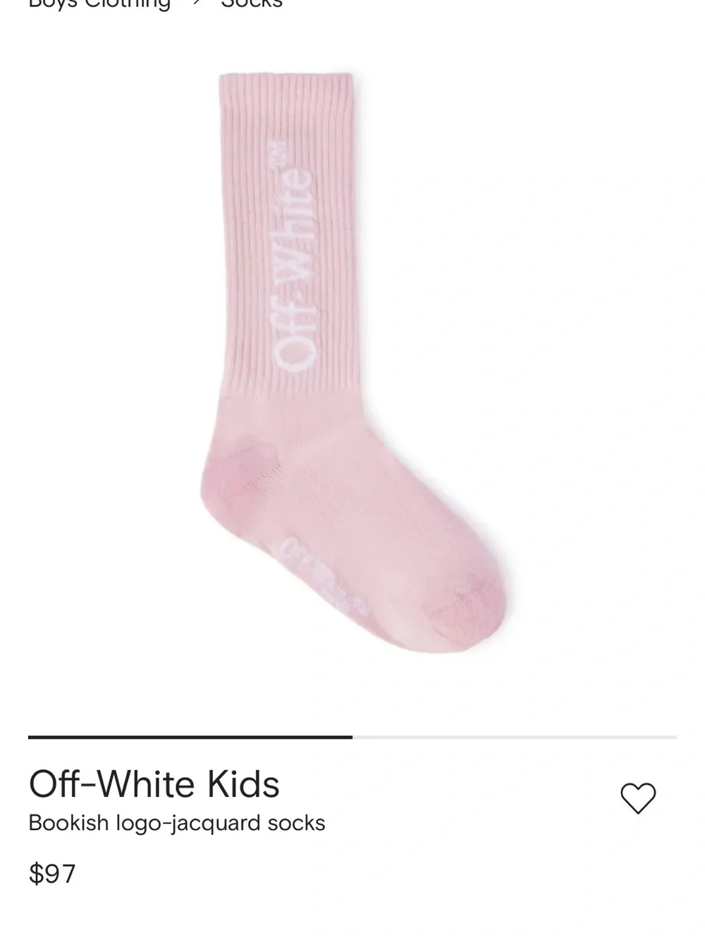 Off-White Light Pink Logo Crew Sock